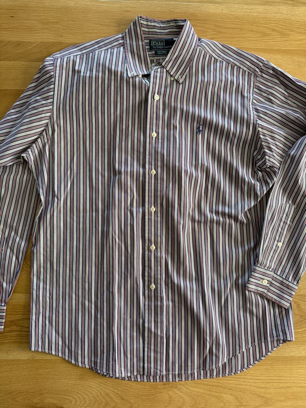 Polo by Ralph Lauren Slim Striped Button-Down in Red and Blue